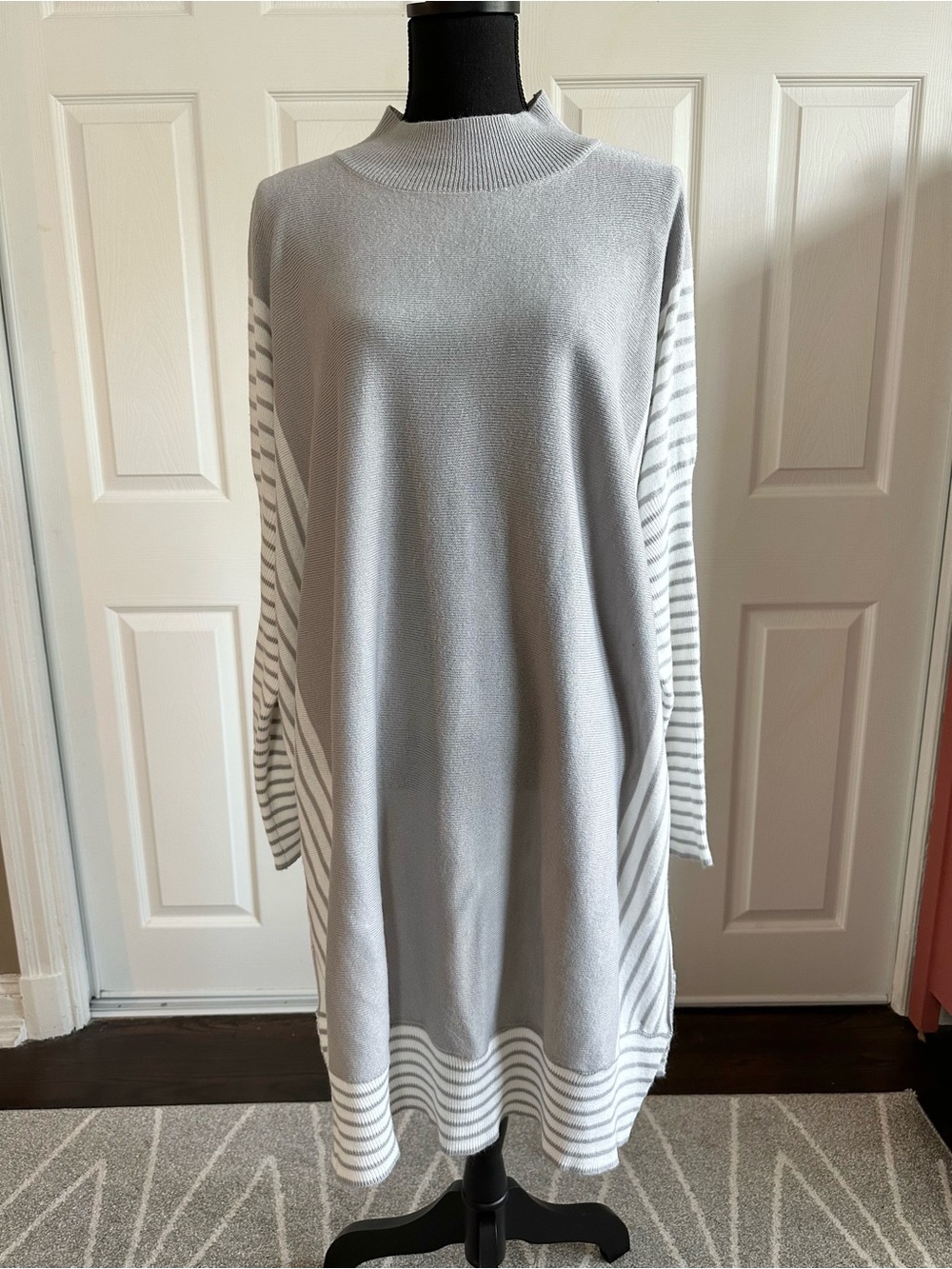 SHEIN Light Gray Oversized Tunic Poncho Sweater Dress